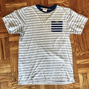crew neck blue white striped t-shirt Lacoste size S great condition